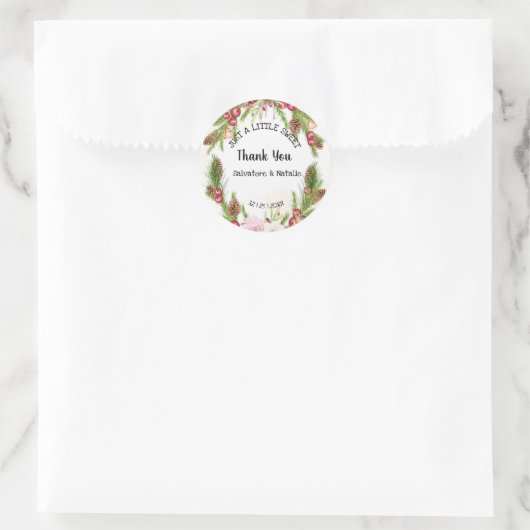 Sticker Rond Juste un peu doux Traiter Noël Mariage Faveur (Sac)