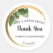 Sticker Rond Juste un peu SweetTreat Tropical Palm Mariage (Devant)