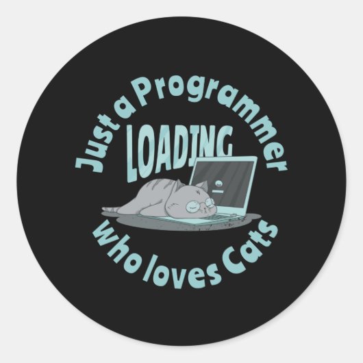 Sticker Rond Juste un programmeur qui aime les chats (Devant)
