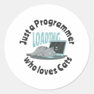 Sticker Rond Juste un programmeur qui aime les chats