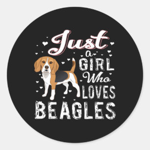 Sticker Rond Juste un qui aime les Beagles