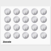 Sticker Rond juste un simple cercle gris/faux argent monogrammé (Feuille)
