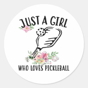 Sticker Rond Juste une fille qui adore Pickleball