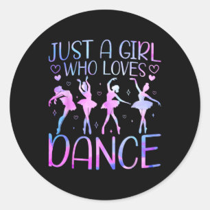 Sticker Rond Juste Une Fille Qui Aime Danser Fille Amante Danse