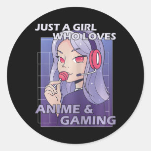 Sticker Rond Juste Une Fille Qui Aime L'Anime Et Le Jeu