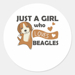 Sticker Rond Juste une fille qui aime le Beagle - Doux chien Be