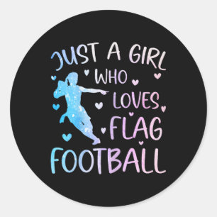 Sticker Rond Juste une fille qui aime le football à drapeau drô