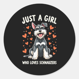 Sticker Rond Juste une fille qui aime le Schnauzer nain