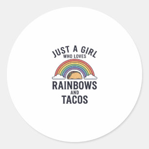 Sticker Rond Juste une fille qui aime les arcs-en-ciel et les t