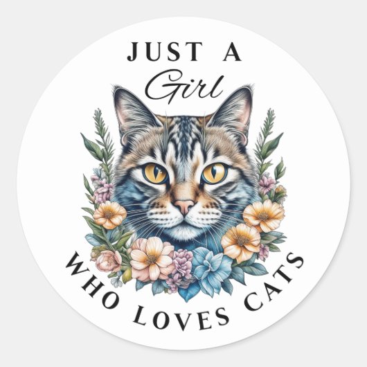Sticker Rond Juste une fille qui aime les chats (Devant)