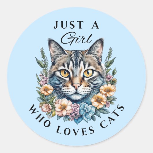 Sticker Rond Juste une fille qui aime les chats (Devant)
