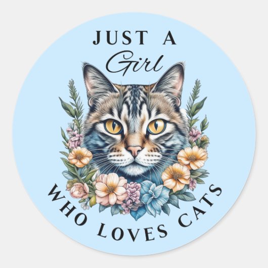 Sticker Rond Juste une fille qui aime les chats (Devant)