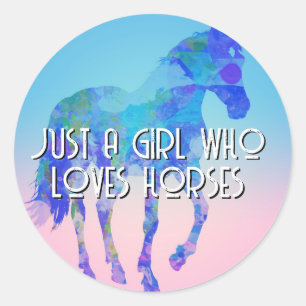 Sticker Rond Juste une fille qui aime les chevaux