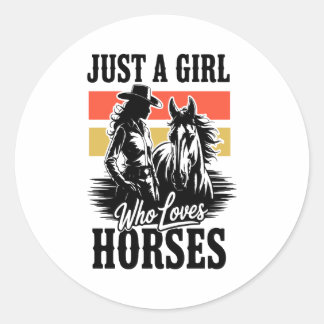 Sticker Rond Juste une fille qui aime les chevaux (3)