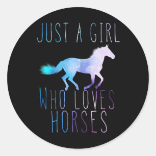 Sticker Rond Juste Une Fille Qui Aime Les Chevaux Cheval Équita