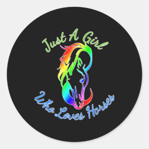 Sticker Rond Juste Une Fille Qui Aime Les Chevaux Équitation Éq