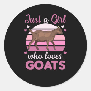 Sticker Rond Juste Une Fille Qui Aime Les Chèvres Mignons Anima
