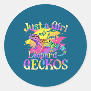 Sticker Rond Juste Une Fille Qui Aime Les Geckos Léopard
