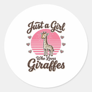 Sticker Rond Juste une fille qui aime les girafes vintage shirt