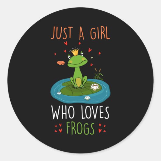 Sticker Rond Juste une fille qui aime les grenouilles (Devant)