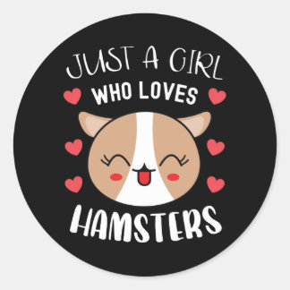 Sticker Rond Juste Une Fille Qui Aime Les Hamsters Cute Kawaii 