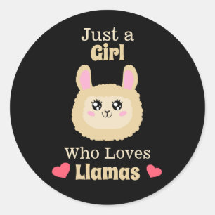 Sticker Rond Juste une fille qui aime les lamas