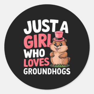 Sticker Rond Juste une fille qui aime les marmottes Amoureux de