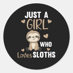 Sticker Rond Juste une fille qui aime les mignons animaux de Sl