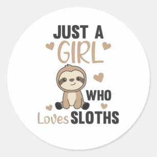 Sticker Rond Juste une fille qui aime les mignons animaux de Sl