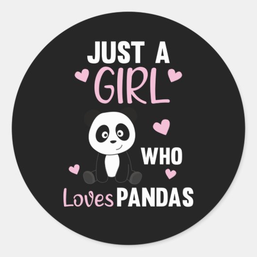 Sticker Rond Juste une fille qui aime les pandas - Panda doux (Devant)