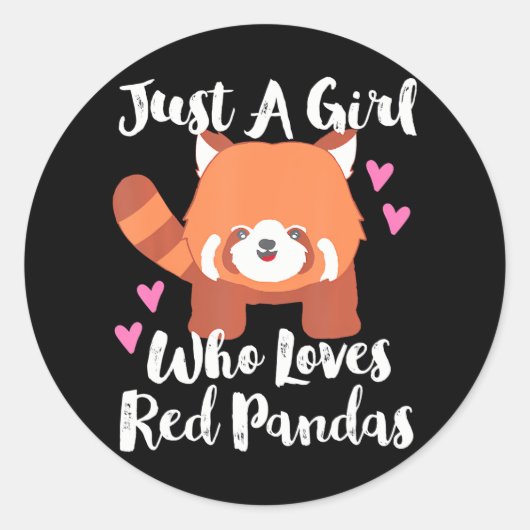 Sticker Rond Juste une fille qui aime les pandas rouges avec le (Devant)