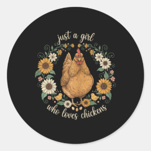 Sticker Rond Juste une fille qui aime les poulets _6