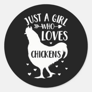 Sticker Rond Juste une fille qui aime les poulets Chicken Farme