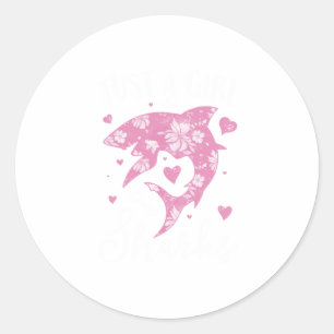 Sticker Rond Juste Une Fille Qui Aime Les Requins Femmes Amateu