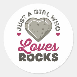 Sticker Rond Juste une fille qui aime les rochers géologue