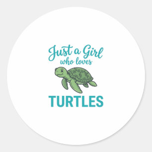 Sticker Rond Juste une fille qui aime les tortues gravure vinta