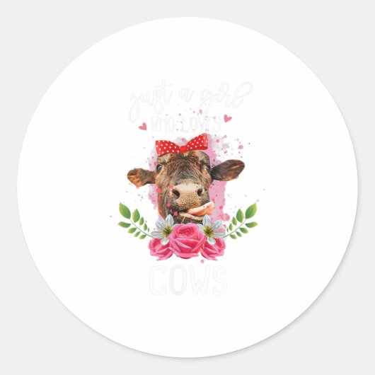 Sticker Rond Juste une fille qui aime les vaches éleveur (Devant)