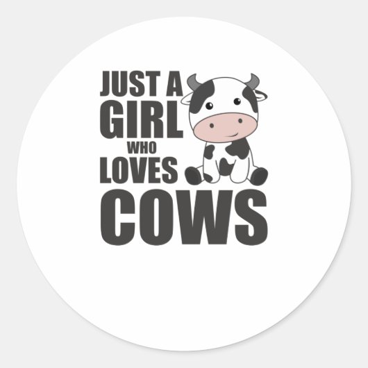 Sticker Rond Juste Une Fille Qui Aime Les Vaches Vache Ferme Va (Devant)
