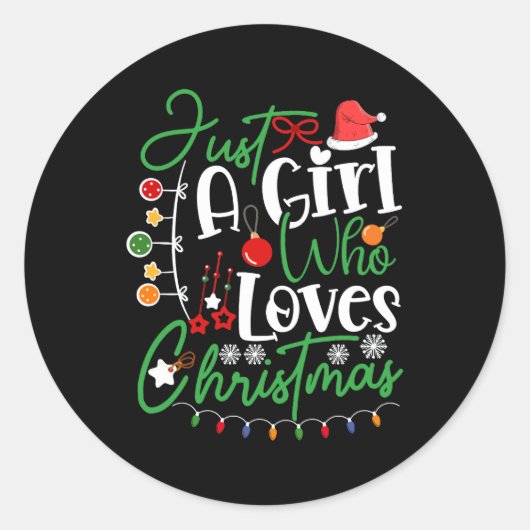 Sticker Rond Juste une fille qui aime Noël (Devant)