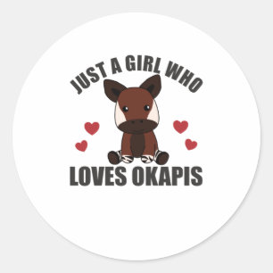 Sticker Rond Juste une fille qui aime Okapis Waldgiraffe Zebra