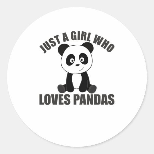 Sticker Rond Juste Une Fille Qui Aime Pandas Mignonnes Animaux (Devant)