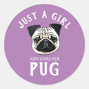 Sticker Rond Juste une fille qui aime son Carlin