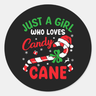 Sticker Rond Juste une fille qui aime Sucre de canne Noël drôle