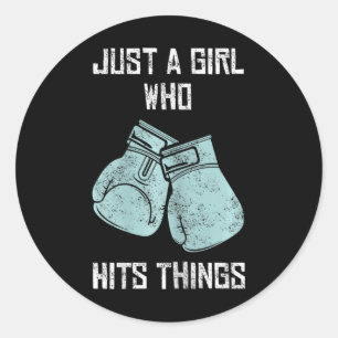 Sticker Rond Juste Une Fille Qui Touche Des Choses En Boxe Des