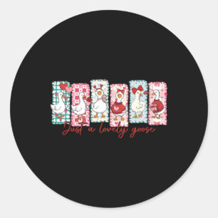 Sticker Rond Juste une oie adorable rose mignonne oie Valentin