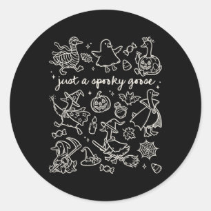 Sticker Rond Juste Une Oie Éffrayante Cute Silly Halloween Dood