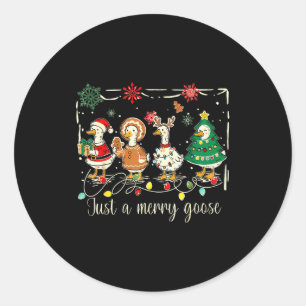 Sticker Rond Juste une oie joyeuse drôle d'oie sainte Noël