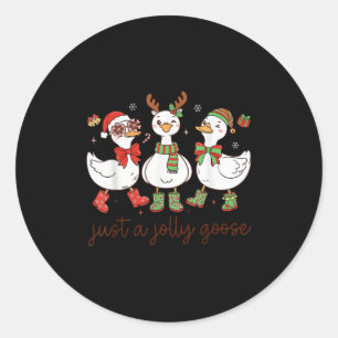 Sticker Rond Juste une oie joyeuse - Oie de Noël - Joyeuse Goos