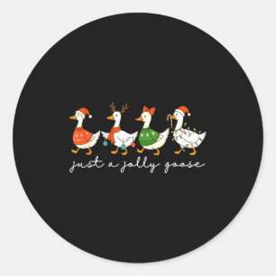 Sticker Rond Juste une oie joyeuse Père Noël Oie de Noël Ferme