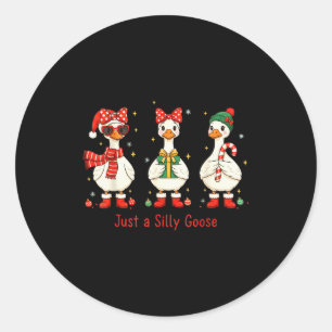 Sticker Rond Juste une oie joyeuse Santa Noeud Noël Hommes Wo